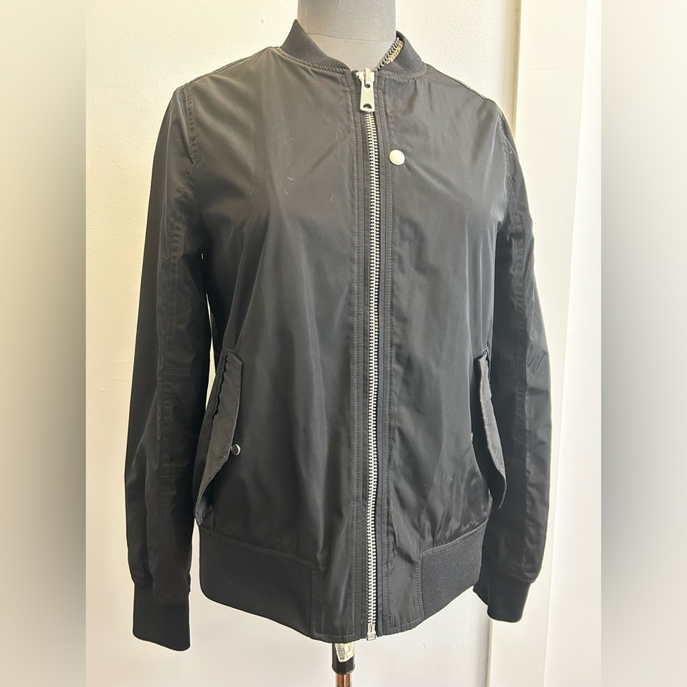 NWOT NVLT Light Bomber Black Jacket Coat Silver Hardware Pockets